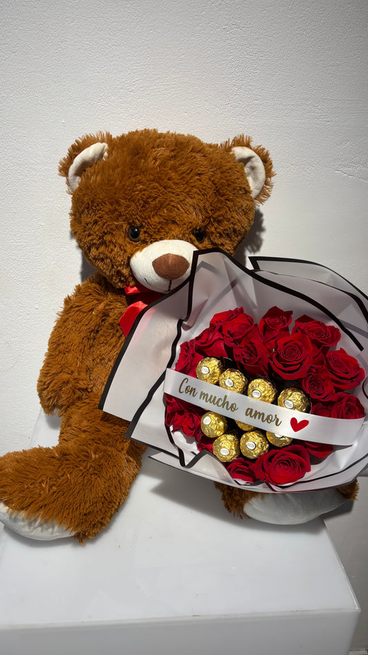 Combo teddy + bouquet choco